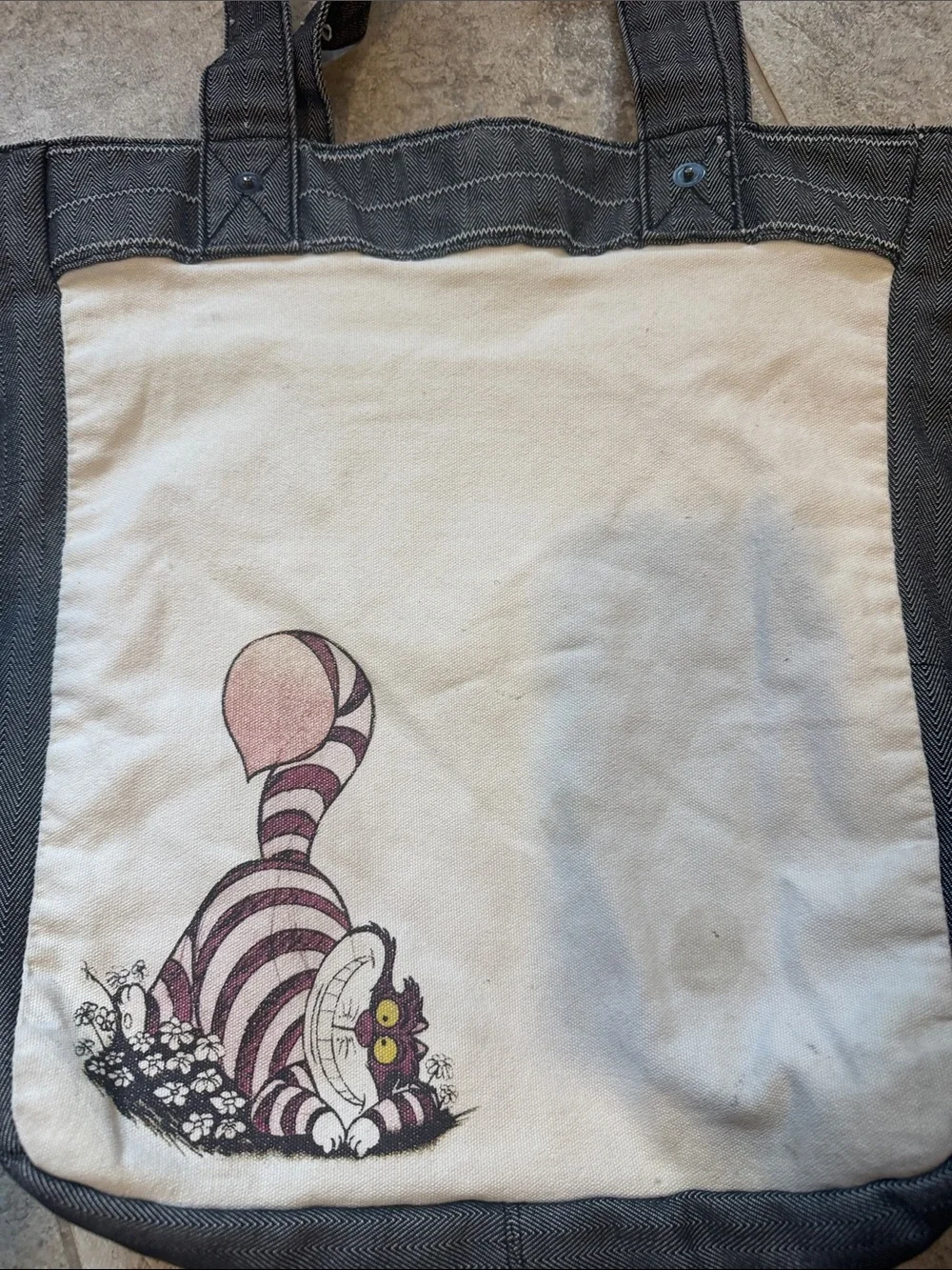 Loungefly Alice in Wonderland Denim Tote Bag with Graphic Print